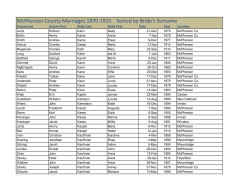 McPherson County Marriages 1870-1915 Sorted by Bride`s Surname