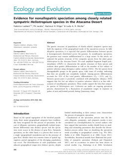 Evidence for nonallopatric speciation among closely related