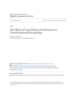 The Effects of Laity Ministry Involvement on Transformational