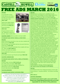 FOR SALE Bakery Business as a Going Concern