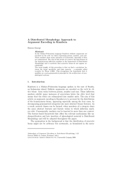 A Distributed Morphology Approach to Argument Encoding in