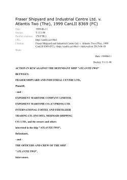Fraser Shipyard and Industrial Centre Ltd. v. Atlantis Two (The