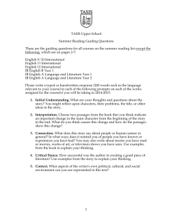 1 TASIS Upper School Summer Reading Guiding Questions These