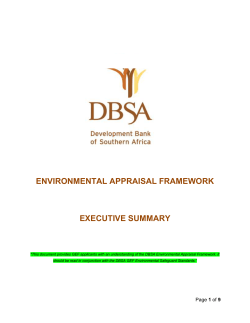 DBSA Environmental Appraisal Framework Summary