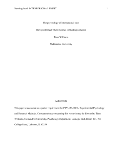 Running head: INTERPERSONAL TRUST 1 The psychology of