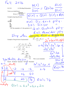 Quotient Divisor Dividend Example using long division: 25 5