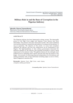 TITLE: Military Rule in and the Bane of Corruption in the Nigerian