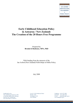 Early Childhood Education Policy in Aotearoa / New Zealand: The