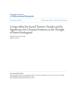 Paradox and Its Significance for Christian Existence in the Thought of