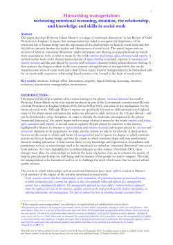 Humanising managerialism: reclaiming emotional reasoning