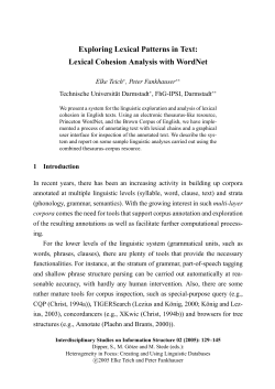 Exploring Lexical Patterns in Text: Lexical Cohesion Analysis with