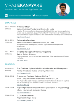 Curriculum Vitae - Institute of Fundamental Studies