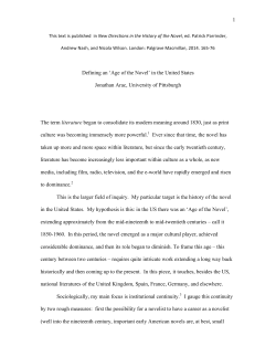 Arac_Defining an Age of the Novel in the US
