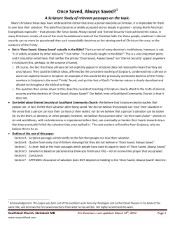 Once Saved, Always Saved?