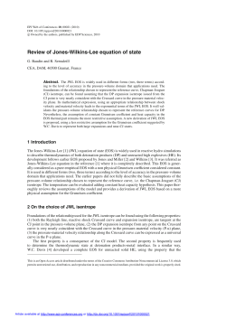 Review of Jones-Wilkins-Lee equation of state