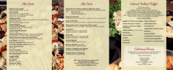 Catered Italian Buffet Culinary Classes Ala Carte Ala Carte