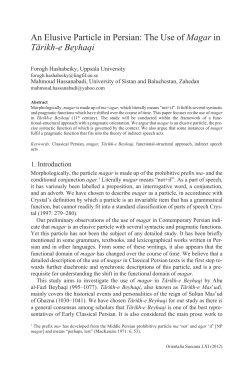 An Elusive Particle in Persian: The Use of Magar in