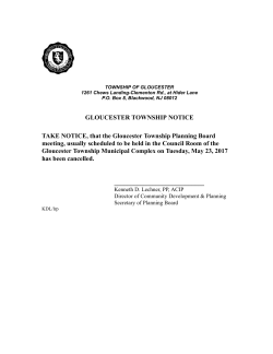 GLOUCESTER TOWNSHIP NOTICE TAKE NOTICE, that