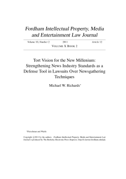 Tort Vision for the New Millenium: Strengthening News