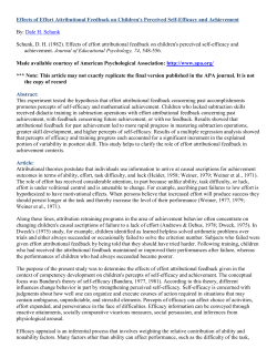 Effects of Effort Attributional Feedback on Children`s Perceived Self