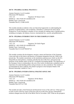 2017/8 - PPLI4056A GLOBAL POLITICS 1 Autumn Semester, Level