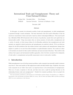International Trade and Unemployment: Theory