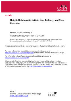 Height, Relationship Satisfaction, Jealousy, and - CLoK