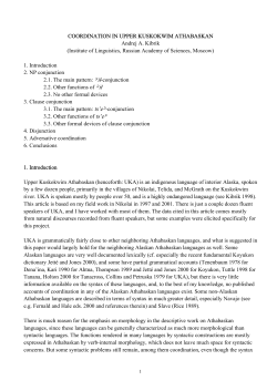COORDINATION IN UPPER KUSKOKWIM ATHABASKAN Andrej A