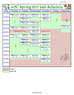 Lab Schedule for Spring 2017