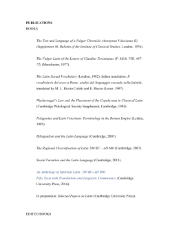 PUBLICATIONS BOOKS The Text and Language of a Vulgar