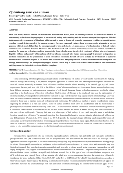 Optimizing stem cell culture