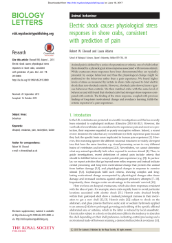 Electric shock causes physiological stress responses in shore crabs