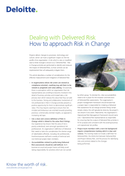 Dealing with Delivered Risk the brochure