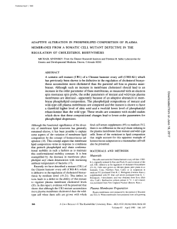 Adaptive alteration in phospholipid composition of plasma