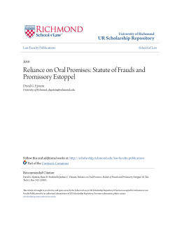 Reliance on Oral Promises - UR Scholarship Repository