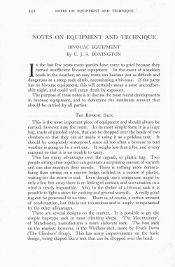 Notes on Equipment and Technique: Bivouac