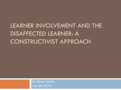 Learner Involvement and the Disaffected Learner