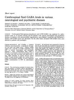 Cerebrospinal fluid GABA levels in various neurological and