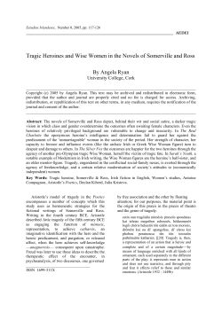 Tragic Heroines and Wise Women in the Novels of Somerville and