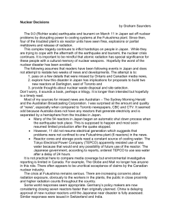 Nuclear Decisions by Graham Saunders The 9.0 (Richter scale