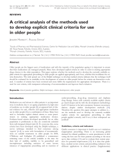 A critical analysis of the methods used to develop