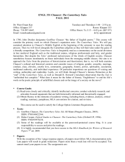 ENGL 331 Chaucer: The Canterbury Tales FALL 2011