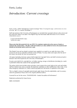 Introduction: Current crossings