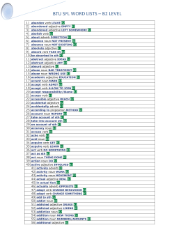 BTU SFL WORD LISTS &ndash; B2 LEVEL