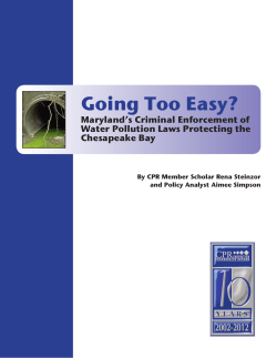 Going Too Easy? Maryland`s Criminal Enforcement of Water
