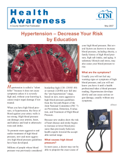 May - 2007: Hypertension - Decrease Your Risk by Education