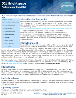 D2L Brightspace Performance Checklist