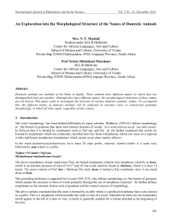 An Exploration into the Morphological Structure of the Names of