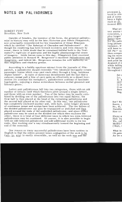 Notes on Palindromes - Digital Commons @ Butler University