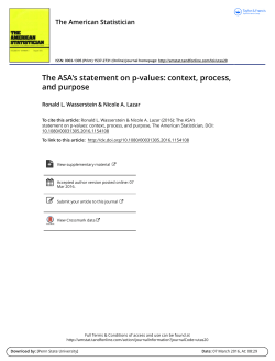 The ASA`s statement on p-values: context, process, and purpose